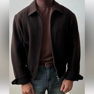 COLUMBIA sXL army green wool bld bomber jacket-very gently loved-quilted lining